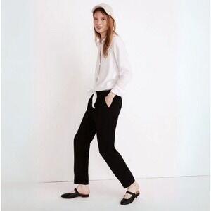 NWT Madewell Black Cuffed Track Trousers Pants Size Small Pull On Pockets‎